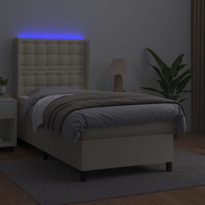 Giroletto a Molle con Materasso e LED Crema 100x200 cm | homemem39
