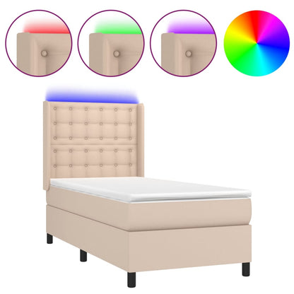 Giroletto Molle Materasso e LED Cappuccino 100x200cm Similpelle | homemem39