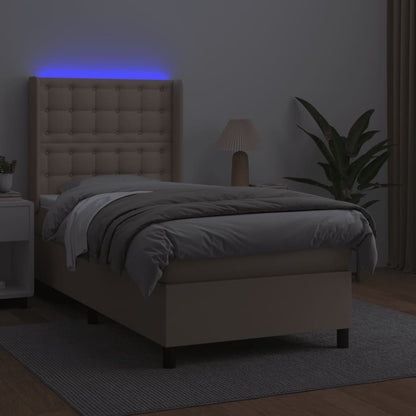 Giroletto Molle Materasso e LED Cappuccino 100x200cm Similpelle | homemem39