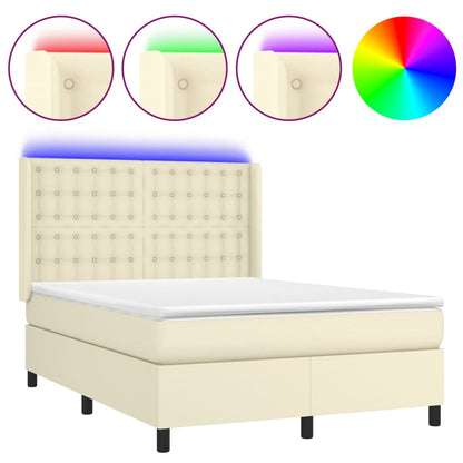Giroletto a Molle con Materasso e LED Crema 140x200 cm | homemem39