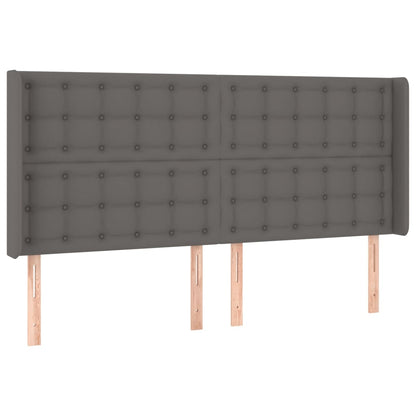 Giroletto Molle con Materasso e LED Grigio 160x200cm Similpelle | homemem39