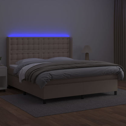 Giroletto Molle Materasso e LED Cappuccino 160x200cm Similpelle | homemem39