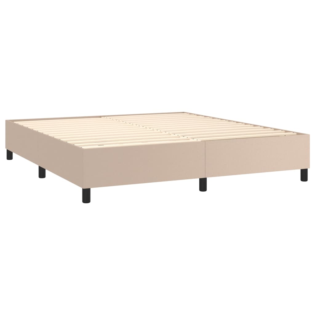 Giroletto Molle Materasso e LED Cappuccino 160x200cm Similpelle | homemem39
