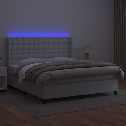 Giroletto Molle con Materasso e LED Bianco 180x200cm Similpelle - homemem39