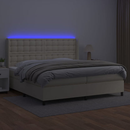 Giroletto a Molle con Materasso e LED Crema 200x200 cm | homemem39