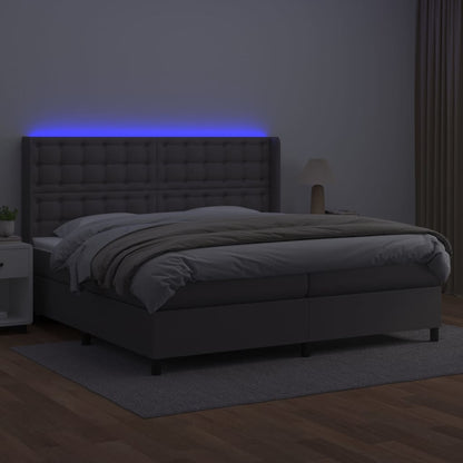 Giroletto Molle con Materasso e LED Grigio 200x200cm Similpelle - homemem39