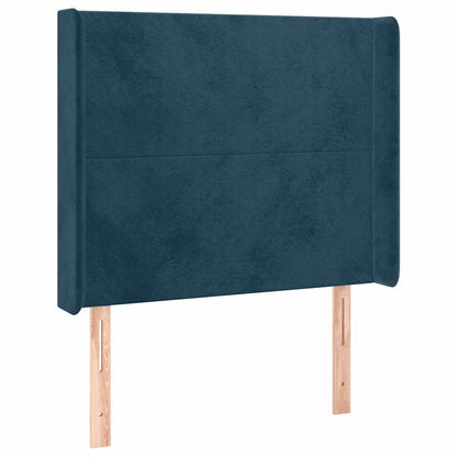 Letto a Molle con Materasso e LED Blu Scuro 80x200cm in Velluto | homemem39