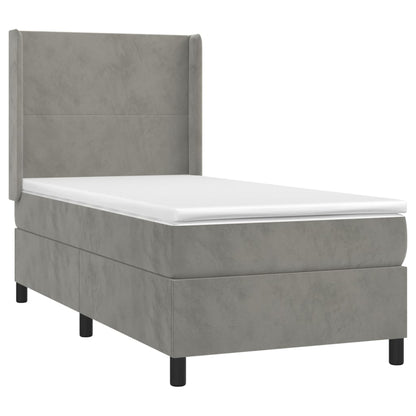 Letto a Molle Materasso e LED Grigio Chiaro 90x190 cm Velluto - homemem39