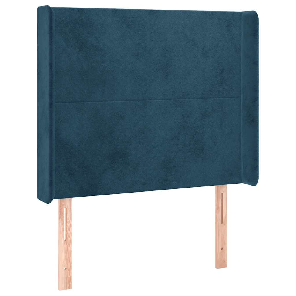 Letto a Molle con Materasso e LED Blu Scuro 100x200 cm