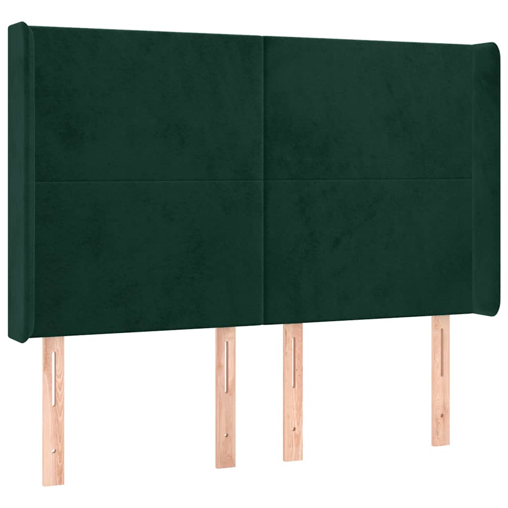 Letto a Molle con Materasso e LED Verde Scuro 140x190cm Velluto