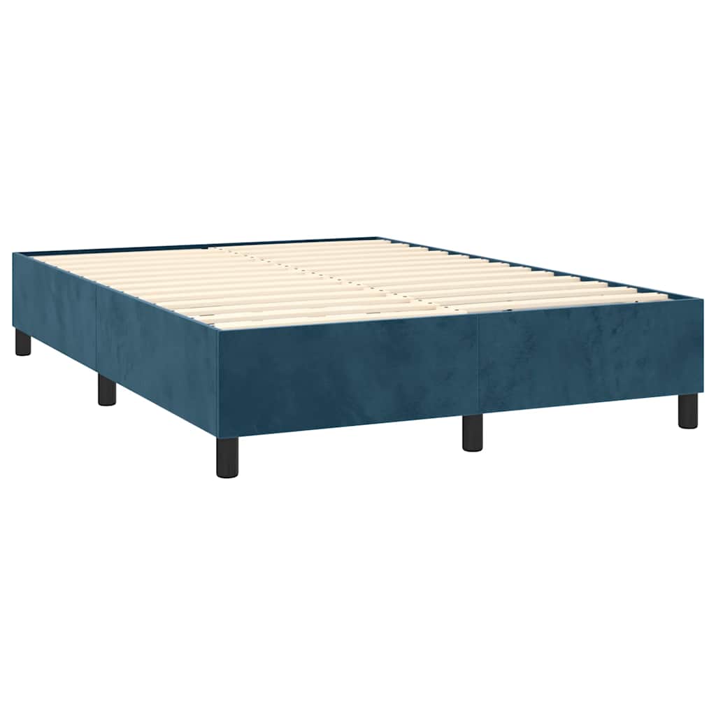 Letto a Molle con Materasso e LED Blu Scuro 140x190 cm | homemem39