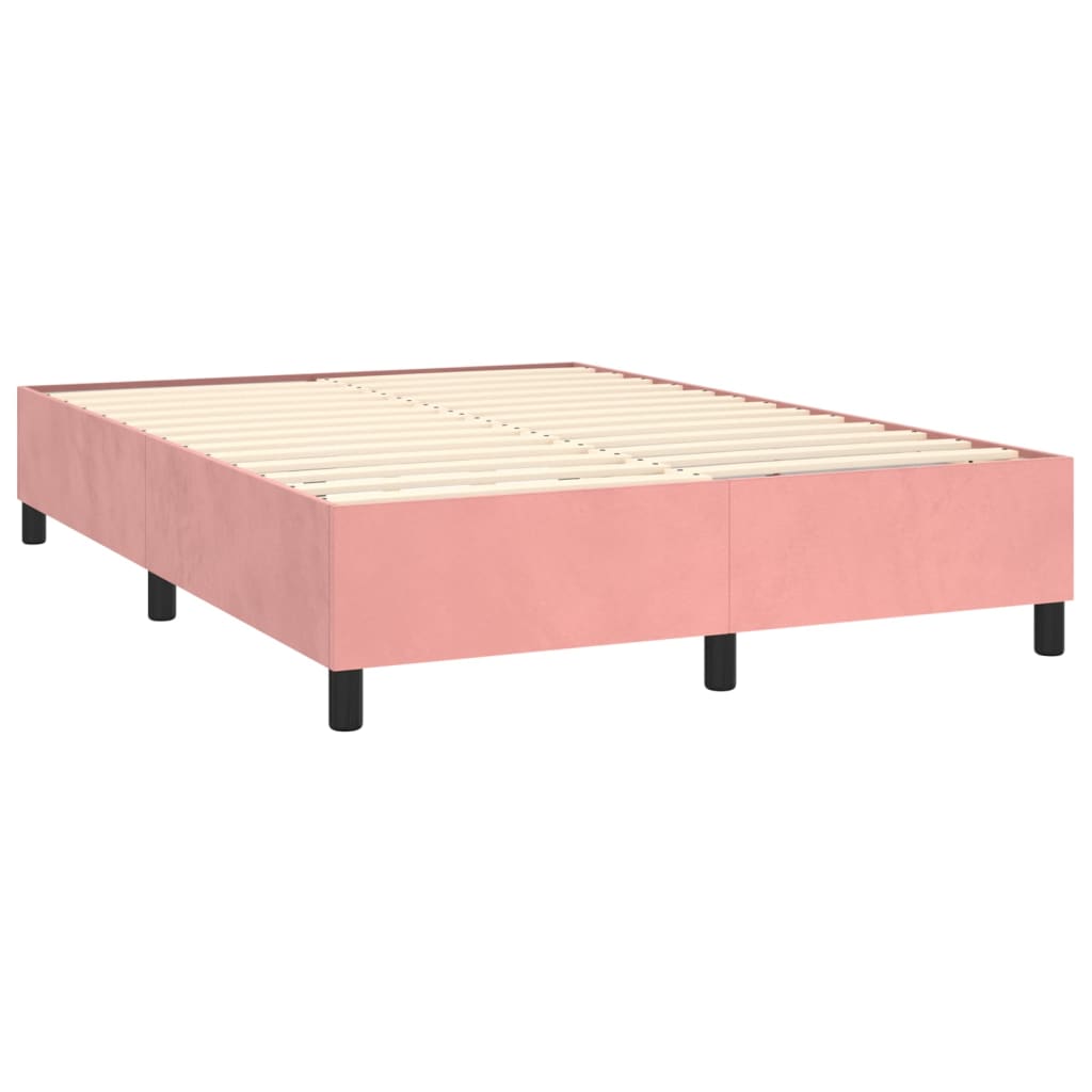 Letto a Molle con Materasso e LED Rosa 140x190 cm in Velluto