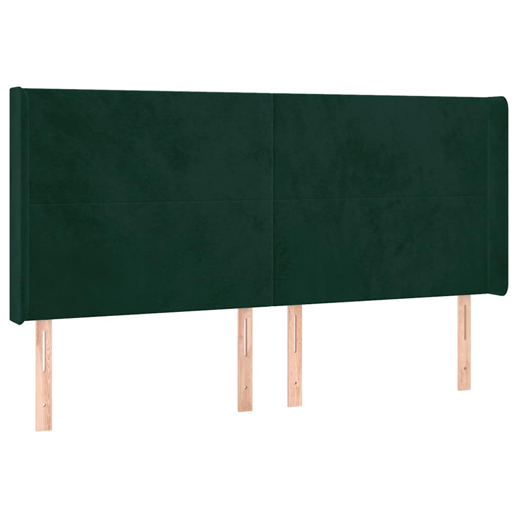 Letto a Molle con Materasso e LED Verde Scuro 160x200cm Velluto | homemem39