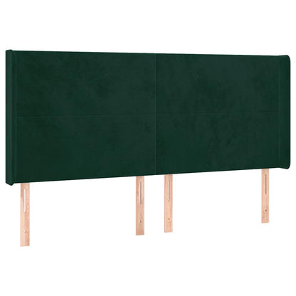 Letto a Molle con Materasso e LED Verde Scuro 160x200cm Velluto