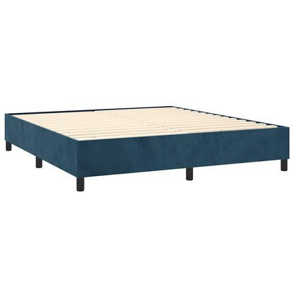 Letto a Molle con Materasso e LED Blu Scuro 160x200 cm | homemem39