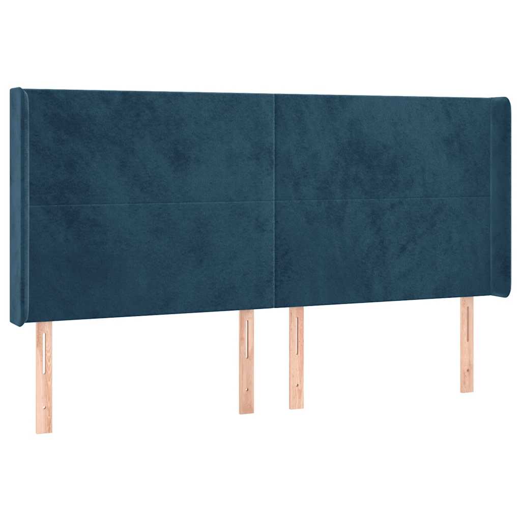 Letto a Molle con Materasso e LED Blu Scuro 160x200 cm | homemem39