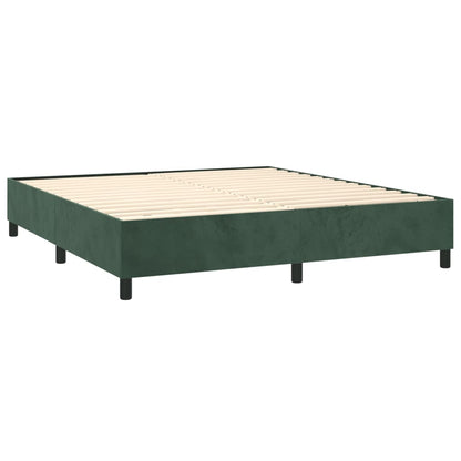 Letto a Molle con Materasso e LED Verde Scuro 180x200cm Velluto