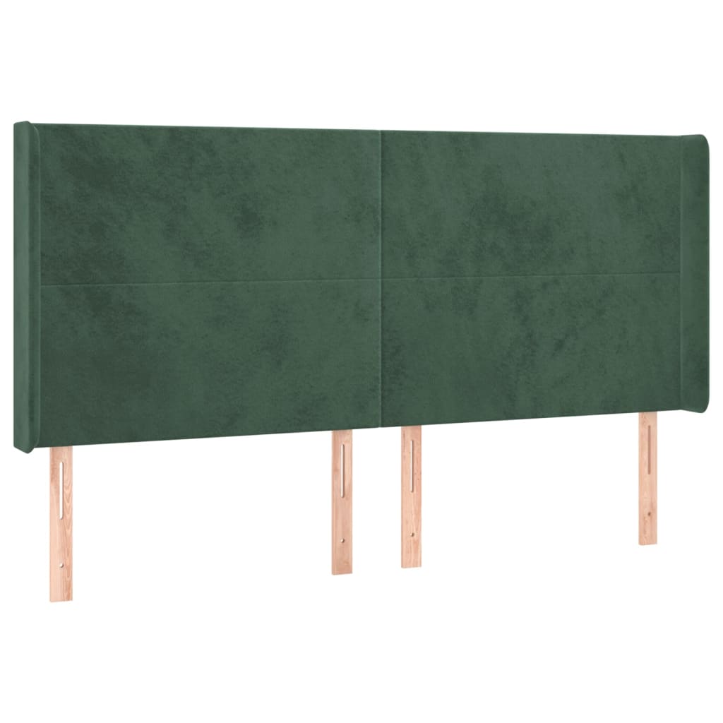 Letto a Molle con Materasso e LED Verde Scuro 180x200cm Velluto