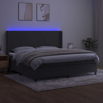 Letto a Molle con Materasso e LED Grigio Scuro 200x200 cm - homemem39