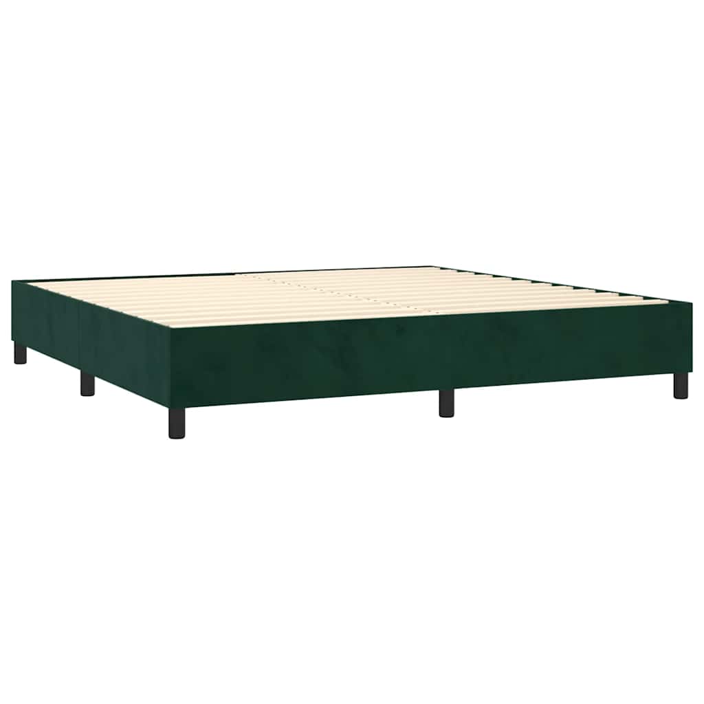 Letto a Molle con Materasso e LED Verde Scuro 200x200cm Velluto | homemem39