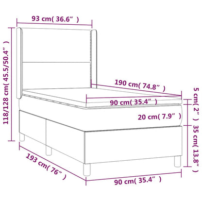 Letto a Molle con Materasso e LED Verde Scuro 90x190 cm Velluto | homemem39