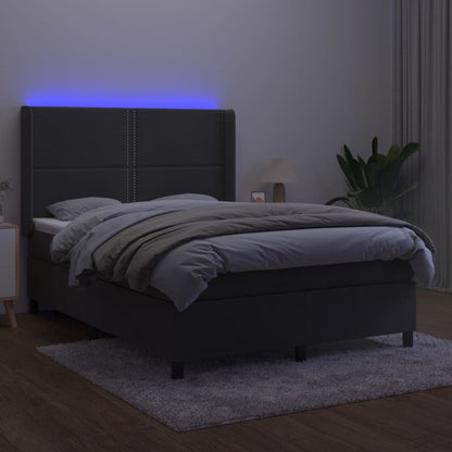 Letto a Molle con Materasso e LED Grigio Scuro 140x200 cm | homemem39
