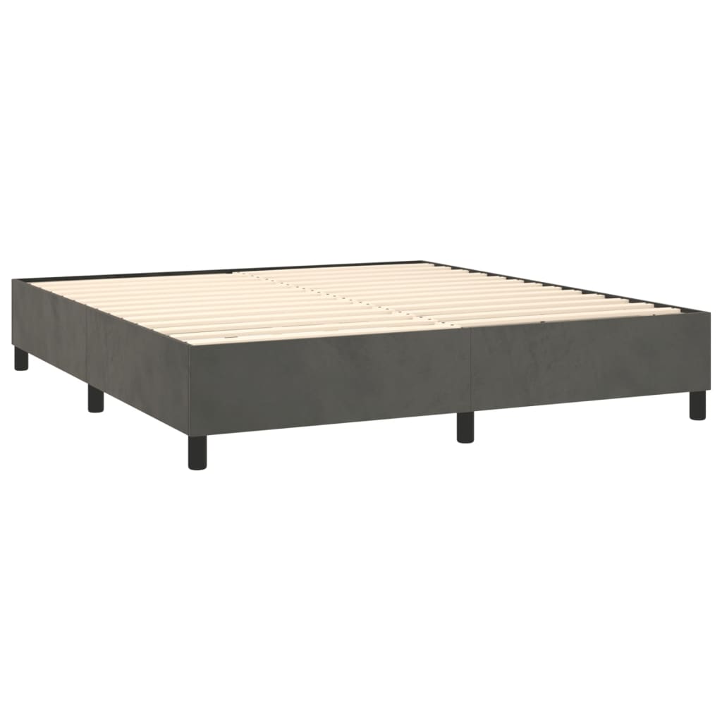 Letto a Molle con Materasso e LED Grigio Scuro 160x200 cm | homemem39