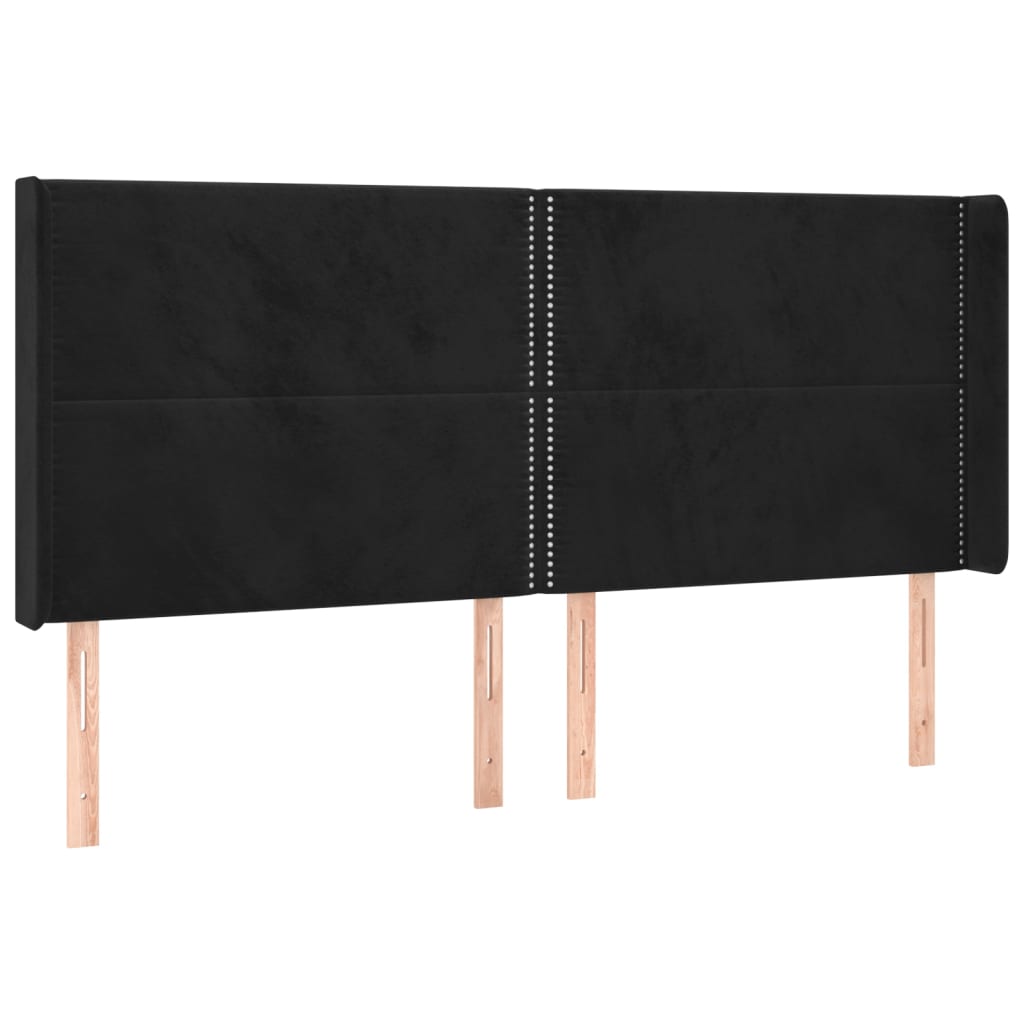 Letto a Molle con Materasso e LED Nero 160x200 cm in Velluto | homemem39