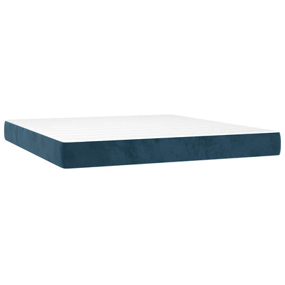 Letto a Molle con Materasso e LED Blu Scuro 160x200 cm | homemem39
