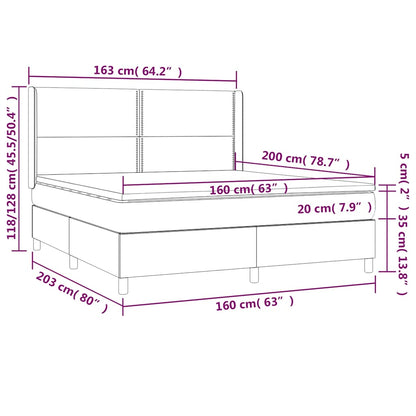 Letto a Molle con Materasso e LED Blu Scuro 160x200 cm | homemem39