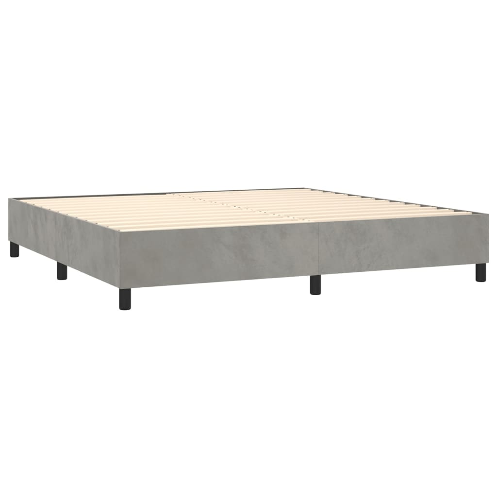 Letto a Molle Materasso e LED Grigio Chiaro 200x200 cm Velluto | homemem39