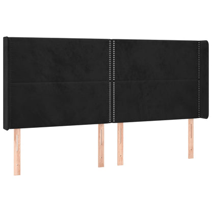 Letto a Molle con Materasso e LED Nero 200x200 cm in Velluto | homemem39