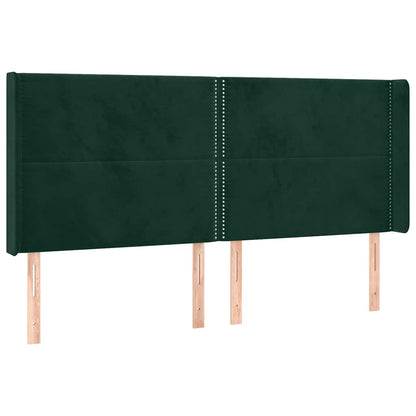 Letto a Molle con Materasso e LED Verde Scuro 200x200cm Velluto | homemem39