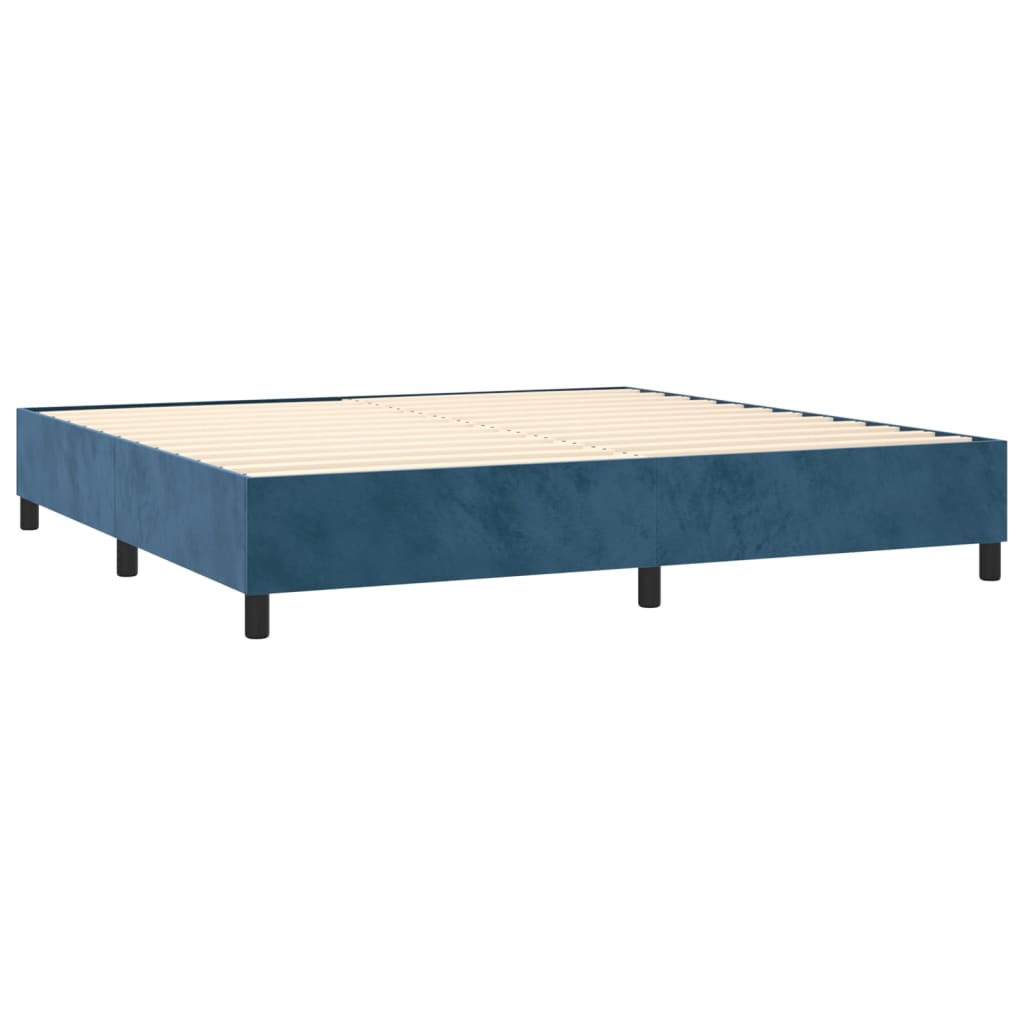 Letto a Molle con Materasso e LED Blu Scuro 200x200 cm | homemem39
