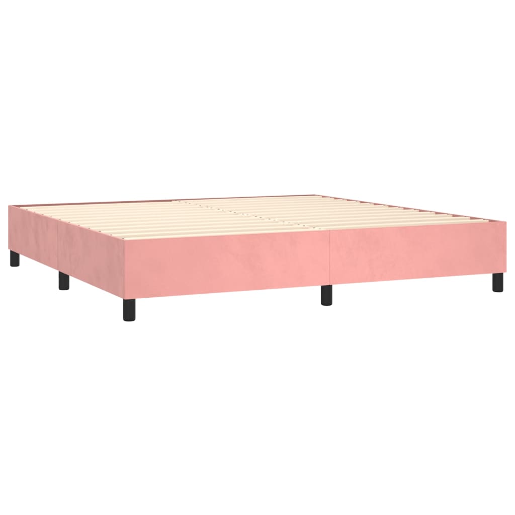 Letto a Molle con Materasso e LED Rosa 200x200 cm in Velluto | homemem39