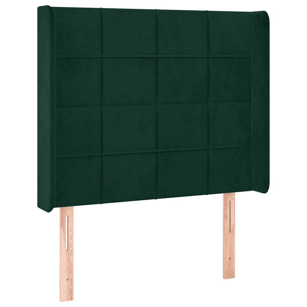 Letto a Molle con Materasso e LED Verde Scuro 80x200cm Velluto | homemem39