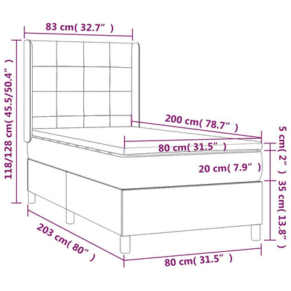 Letto a Molle con Materasso e LED Verde Scuro 80x200cm Velluto | homemem39