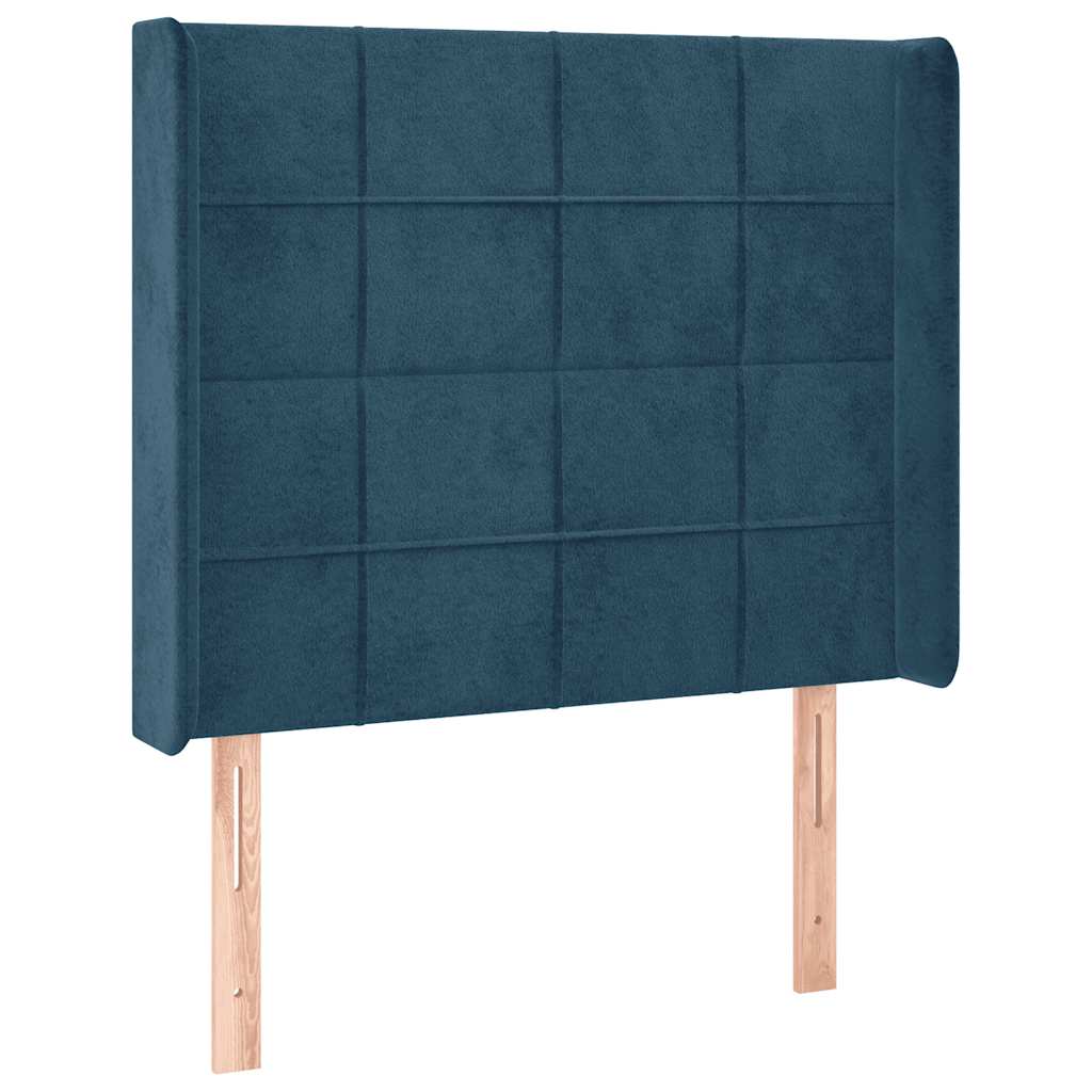 Letto a Molle con Materasso e LED Blu Scuro 90x190cm in Velluto | homemem39