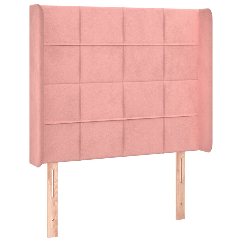 Letto a Molle con Materasso e LED Rosa 90x190 cm in Velluto