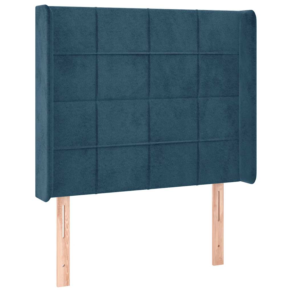 Letto a Molle con Materasso e LED Blu Scuro 90x200cm in Velluto | homemem39