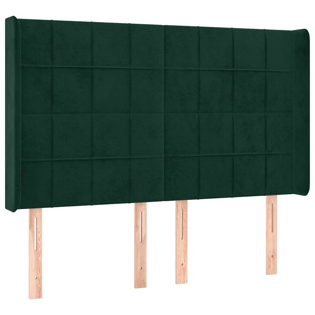 Letto a Molle con Materasso e LED Verde Scuro 140x190cm Velluto | homemem39