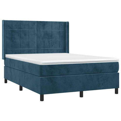 Letto a Molle con Materasso e LED Blu Scuro 140x190 cm | homemem39