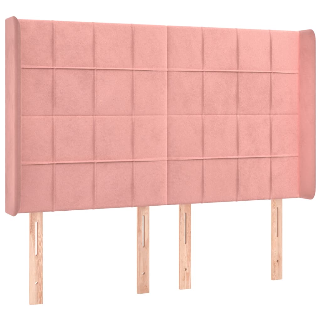 Letto a Molle con Materasso e LED Rosa 140x190 cm in Velluto