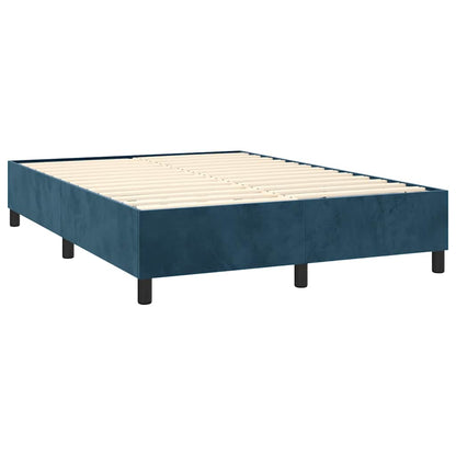 Letto a Molle con Materasso e LED Blu Scuro 140x200 cm | homemem39