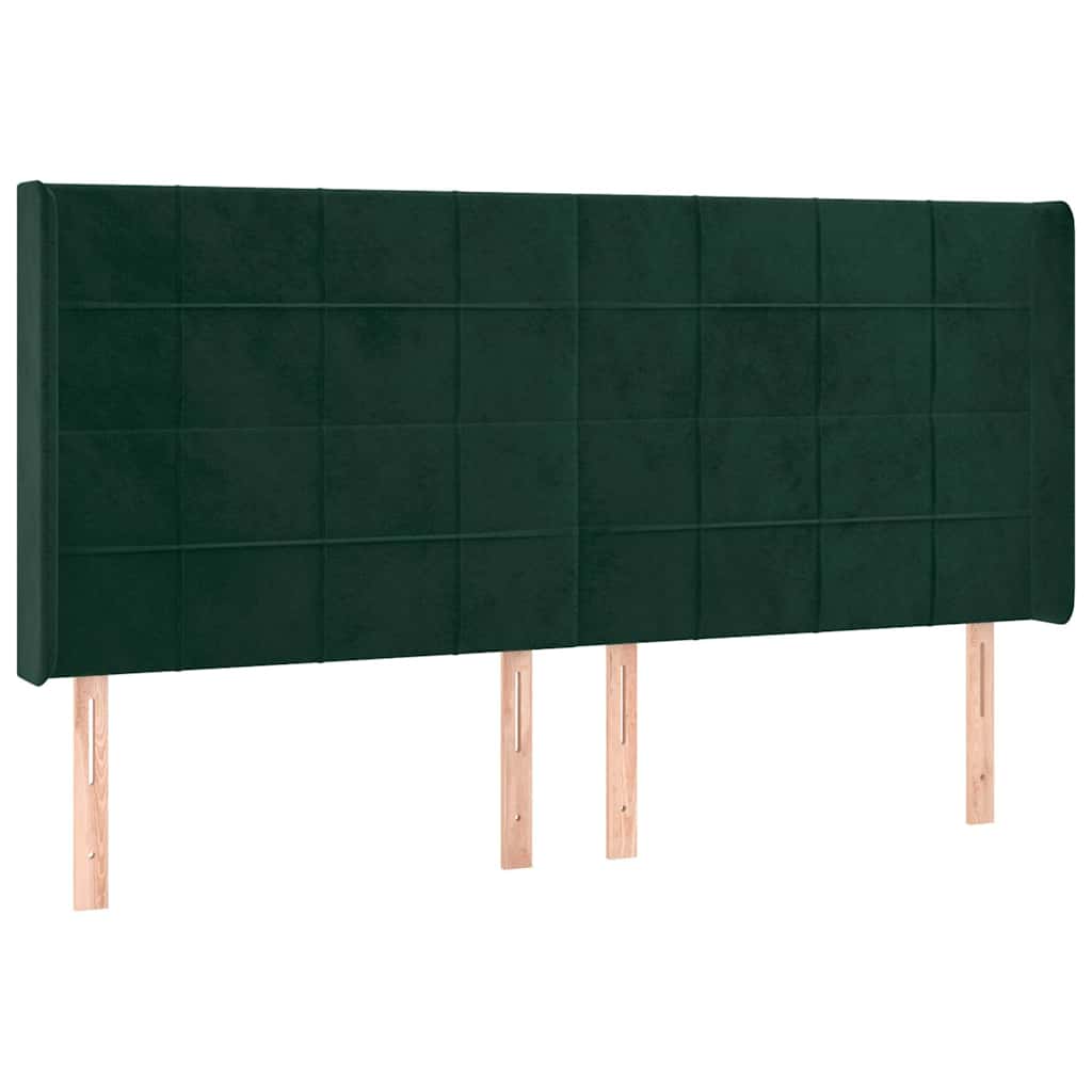 Letto a Molle con Materasso e LED Verde Scuro 160x200cm Velluto | homemem39