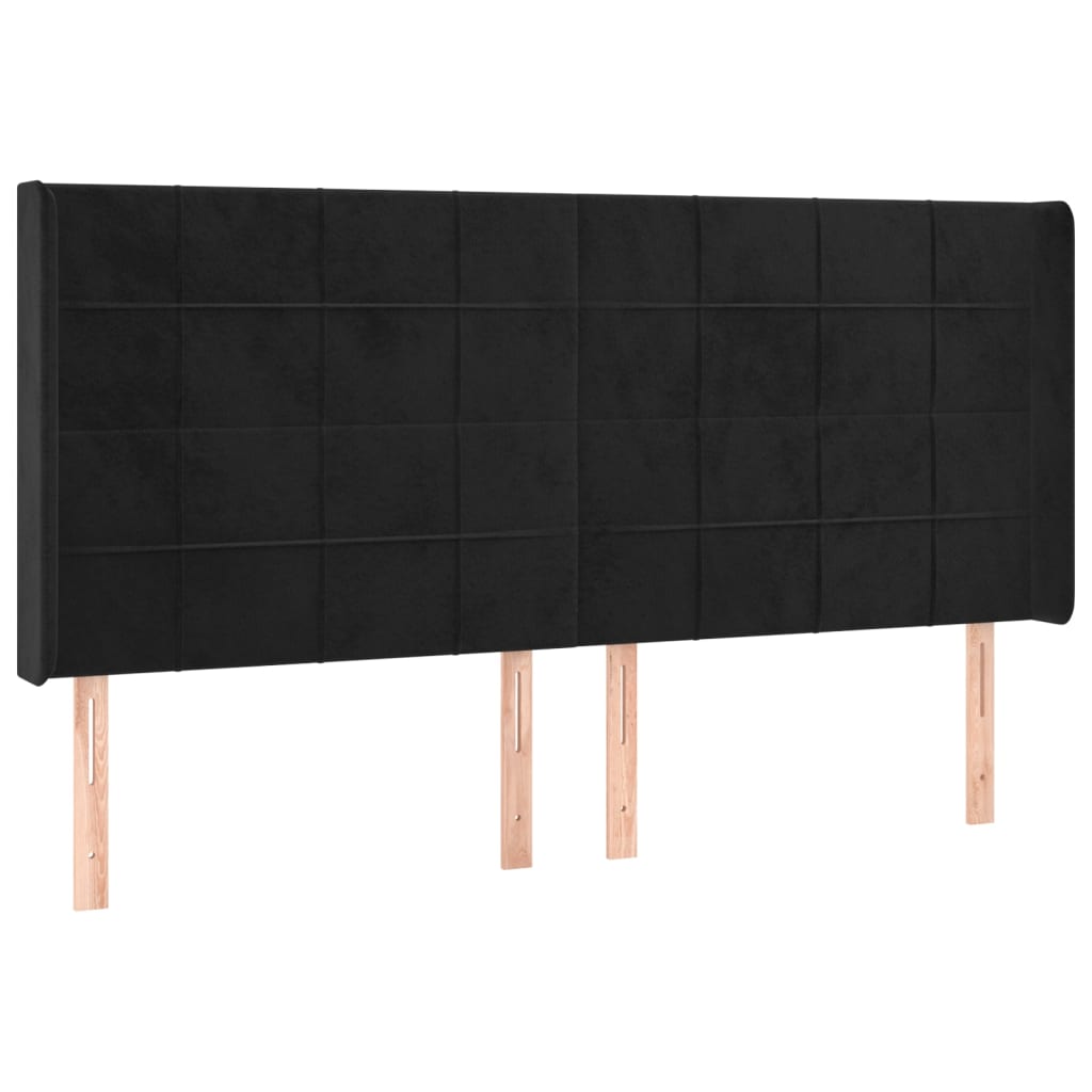 Letto a Molle con Materasso e LED Nero 180x200 cm in Velluto - homemem39