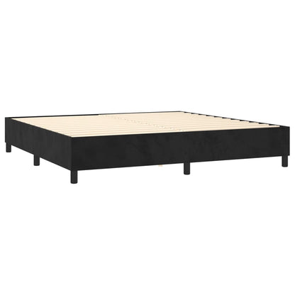 Letto a Molle con Materasso e LED Nero 200x200 cm in Velluto | homemem39