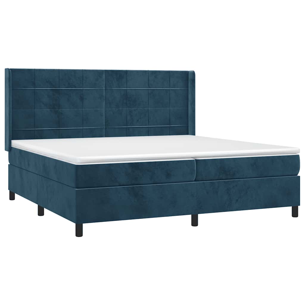Letto a Molle con Materasso e LED Blu Scuro 200x200 cm | homemem39