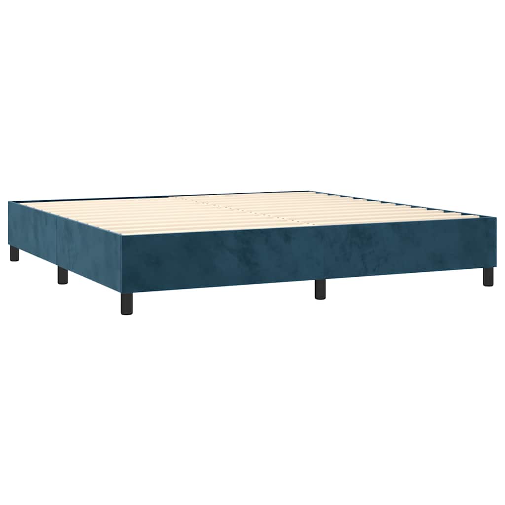 Letto a Molle con Materasso e LED Blu Scuro 200x200 cm | homemem39