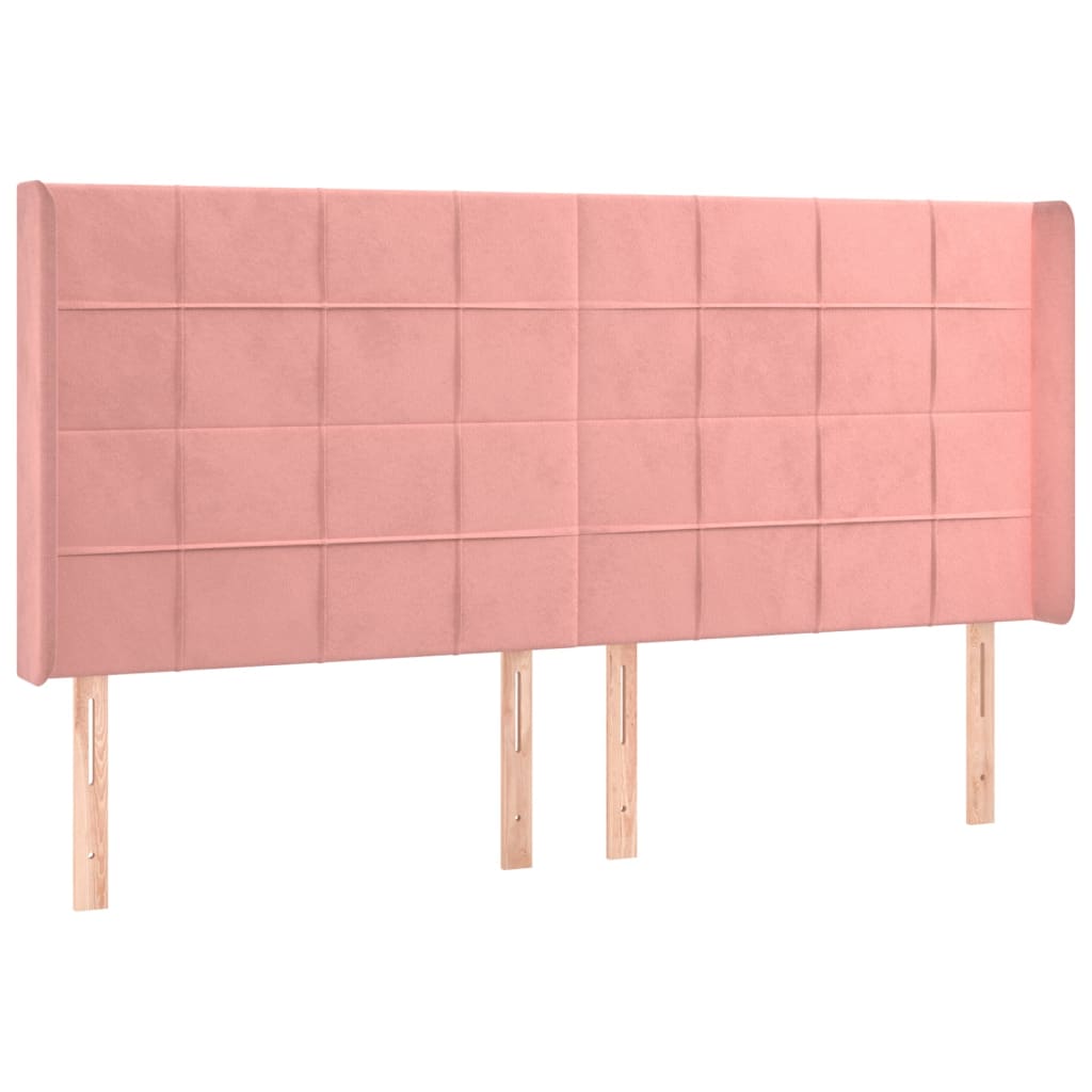 Letto a Molle con Materasso e LED Rosa 200x200 cm in Velluto